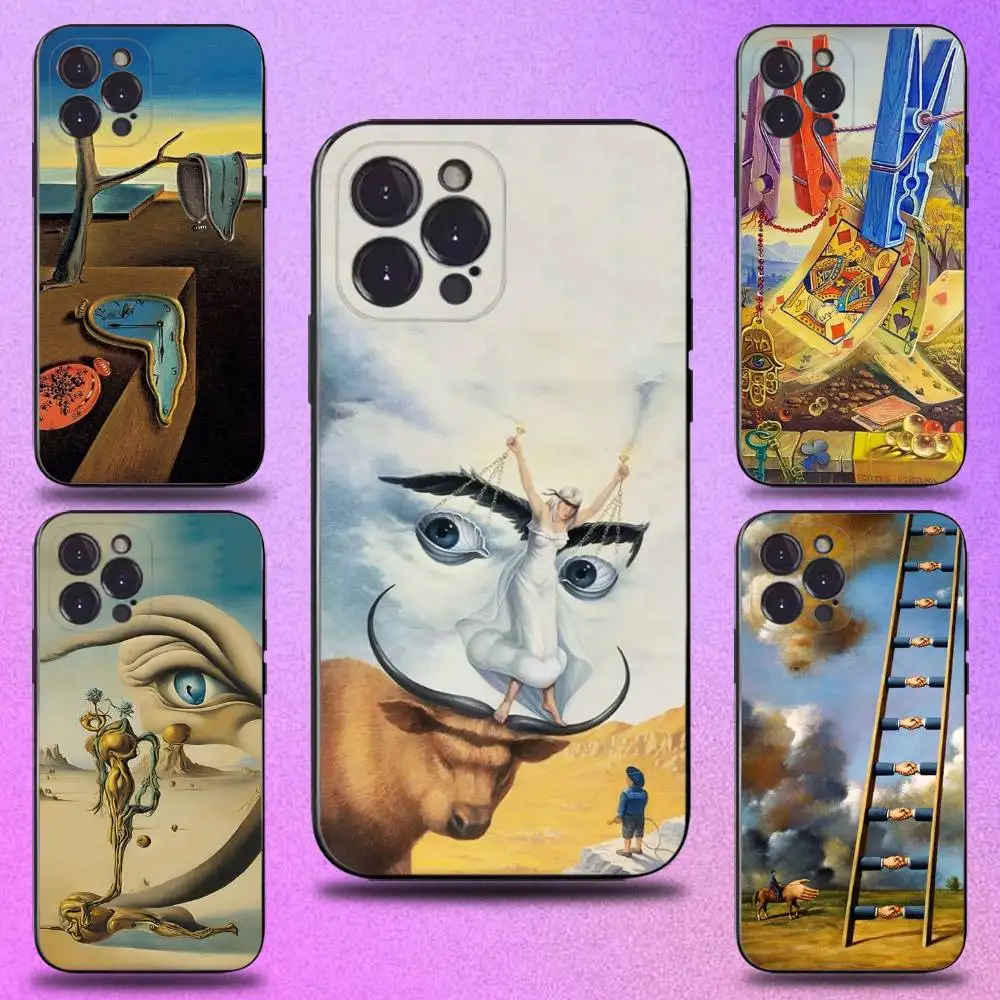 

S-salvador Dali Art Phone Case For iPhone 16,15,14,13,12,11 Plus,Pro Max,XS,X,XR,SE,Mini,8,7,Soft Silicone Black Cover