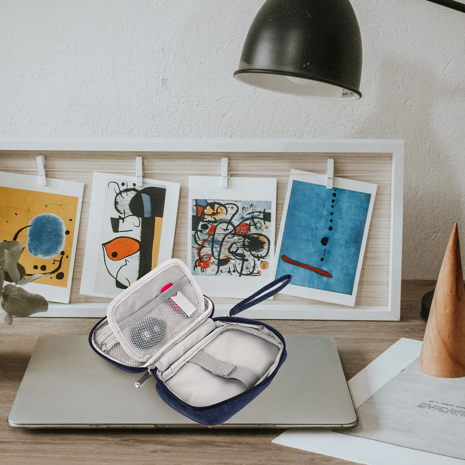 

1pc Data Cable Storage Bag Electronic Organizer Pouch Waterproof Material Mesh Pocket Elastic Cord Fixation Cable Bag Portable