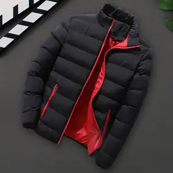 Men's windproof soft padded jacket, high necked winter zippered closure, thick heat-resistant