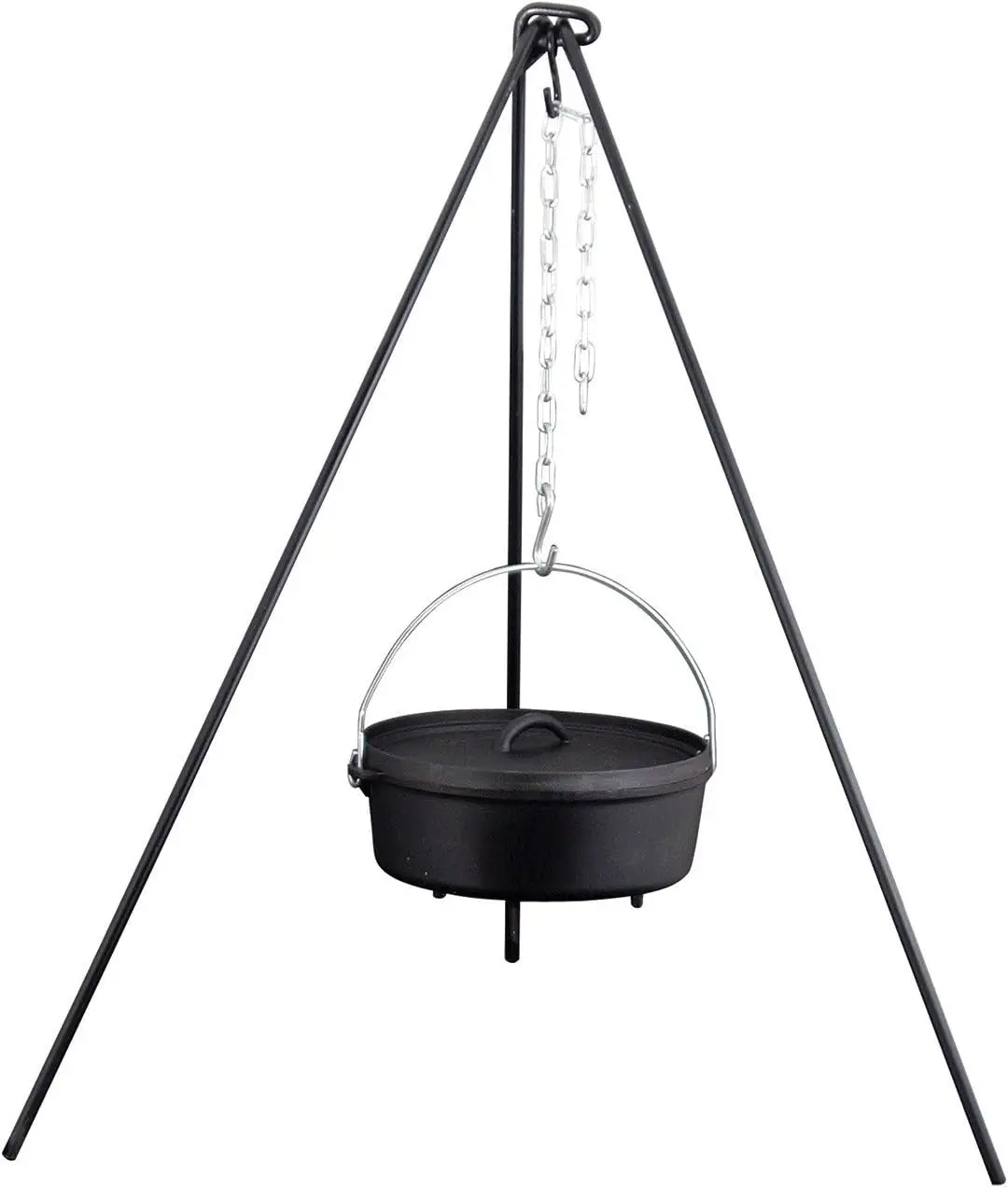 

Adjustable Camping Tripod for Dutch Oven - 50 Inch, Black, Heavy-Duty Steel