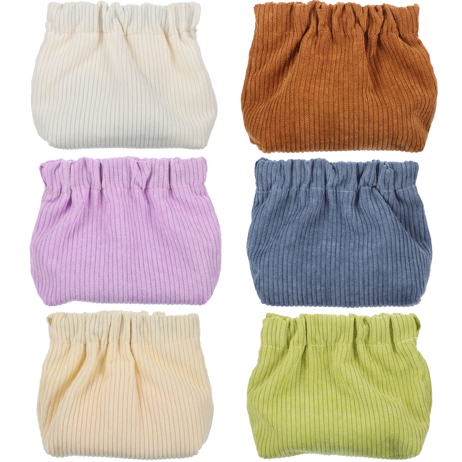 

6Pcs Corduroy Makeup Bag Set Elastic Storage Pouch Small Portable Organizer Jewelry Lipstick Pouch Travel Bags