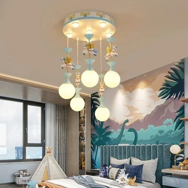 

2025 Blue Teenager Chandelier Children's Bedroom Living Room Hallway Pendant Lamp Hanging Home Decoration Interior Lighting
