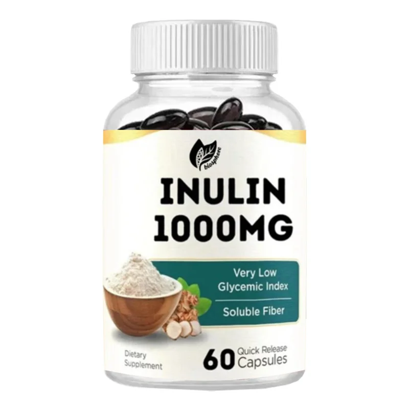 Organic Inulin Capsules 1000mg, 60 Capsules, Soluble Fiber Supplement | Non GMO, Gluten Free
