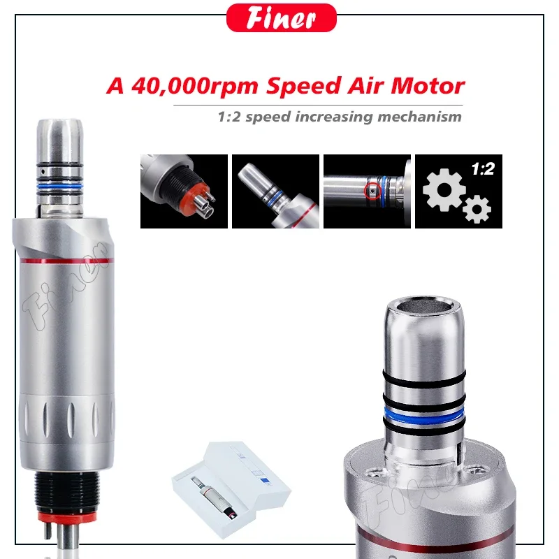 Speed Increasing Dental Air Motor 1:2 LED 4 6 Hole Air Motor with Inner Water Spray for 1:5 Contra Angle X95 Low Speed Handpiece