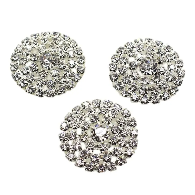 10Pcs Factory Direct Sale of 28MM Round Flat Back Rhinestone Buttons Jewelry Decoration Crafts DIY Scrapbook Embellishment