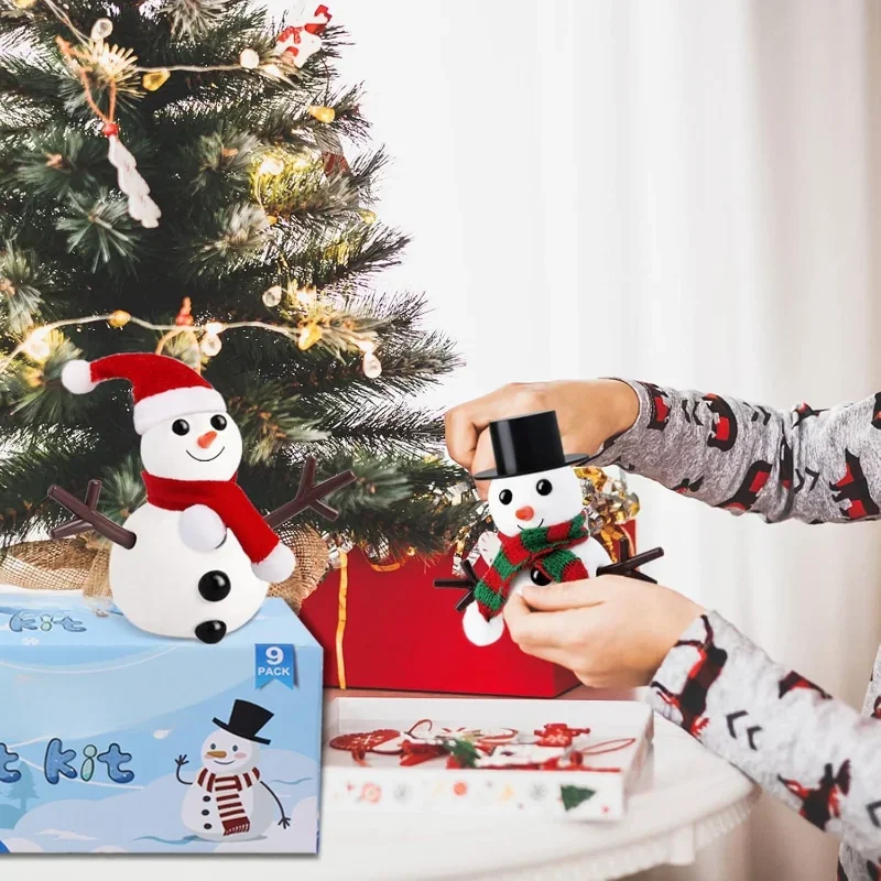 9パックの雪だるま作りキット、子供向け粘土雪だるまDIYキット、クリスマスの靴下詰め物、クリスマス工芸品、クリスマスギフト