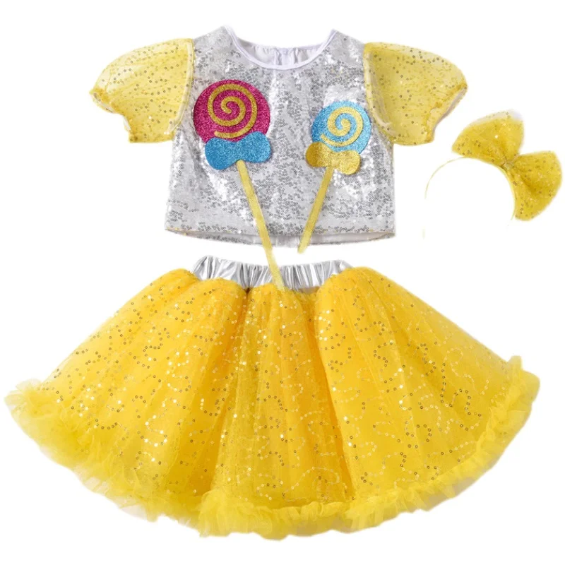 

Современный танцевальный костюм с блестками для девочек, детский костюм черлидинга, сценические костюмы, звездные девушки