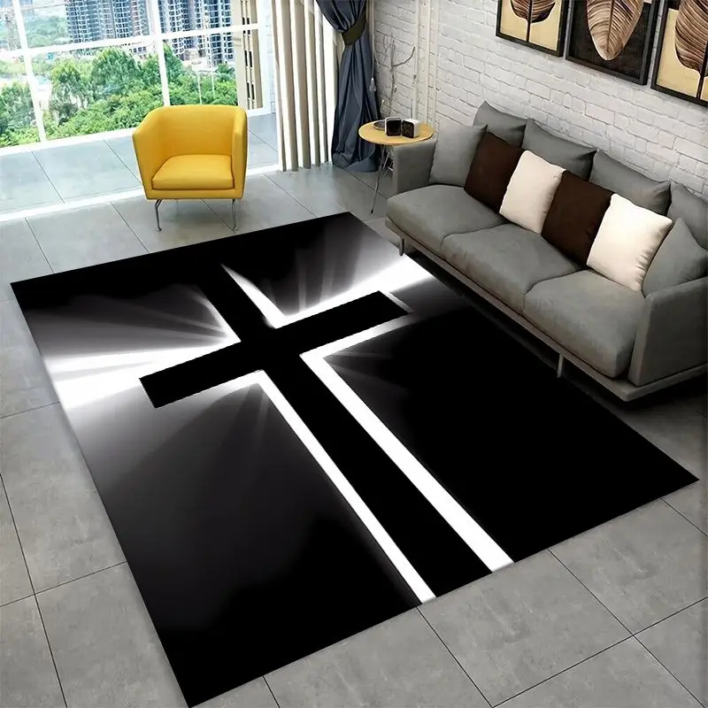 Classic Cross Bible Christian Faith Retro Large Area Rug Non-slip Durable Carpet for Bedroom Living Room Sofa Doormat Home Decor - view 3