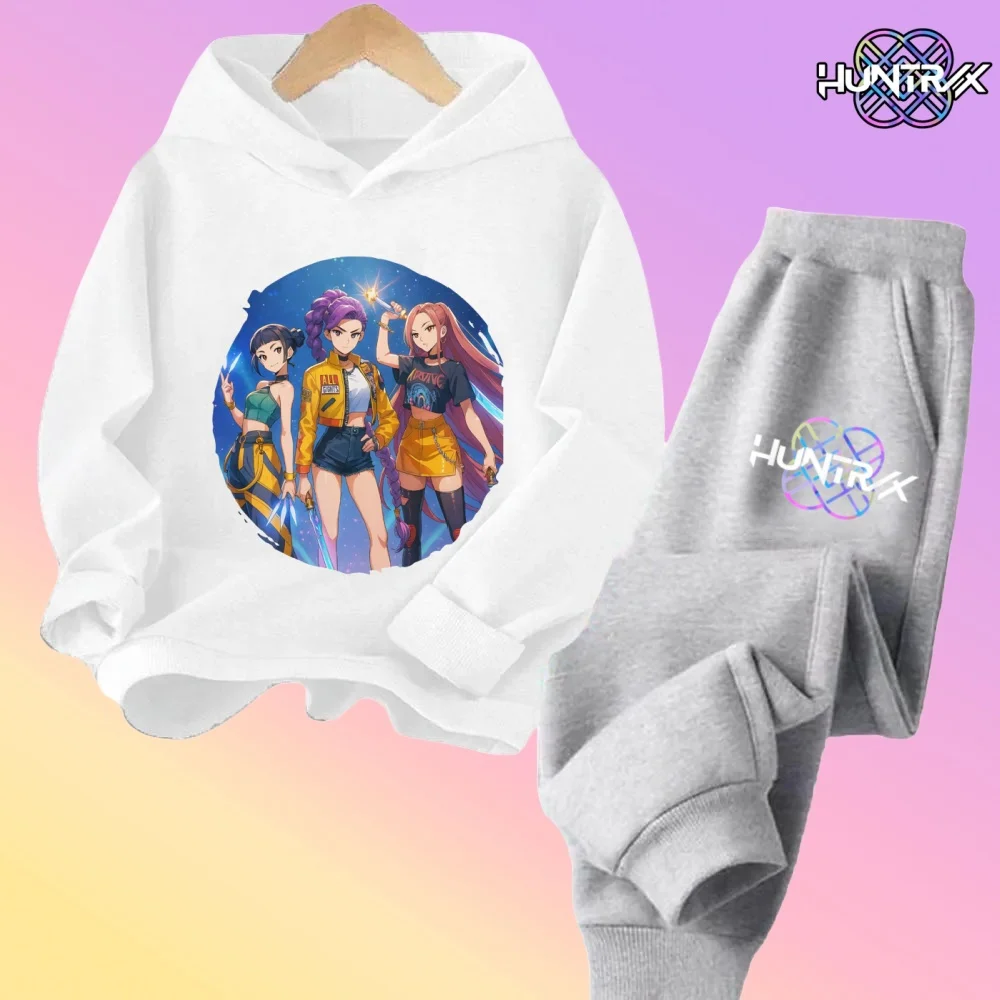 

Kpop Demon Hunters Kids New Fashion Cartoon Print 2pcs Hoodie+Pants Sportsuits Casual Outfits Clothes For 2-13 Years Boys Girls