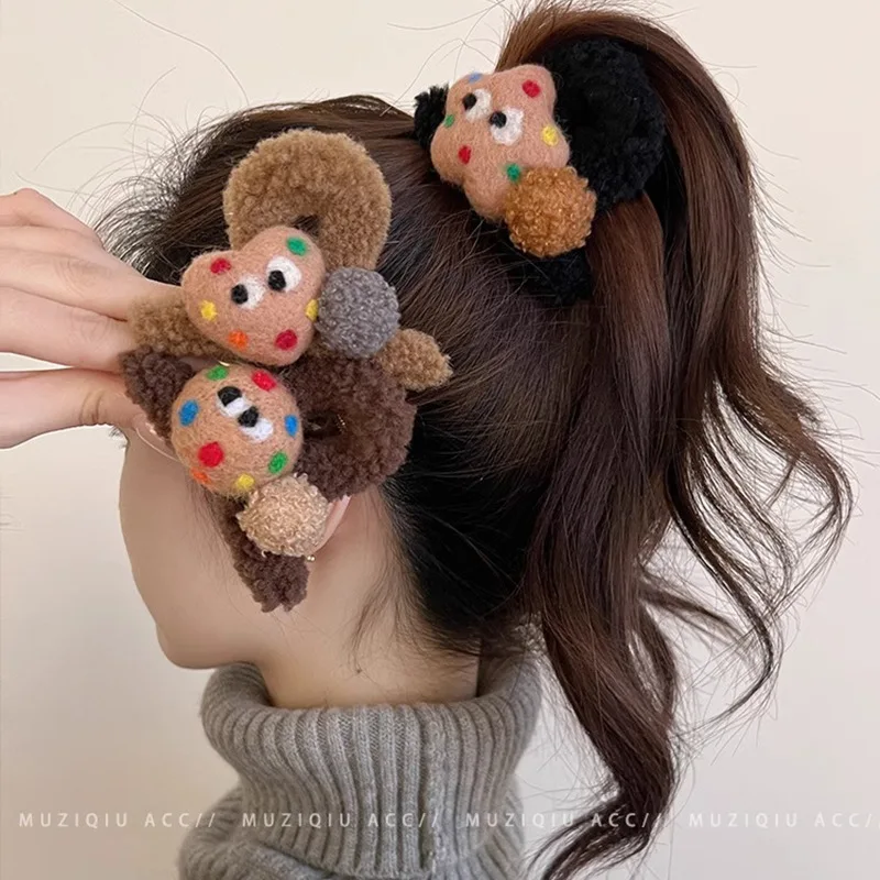 

2024 Korean Fashion Plush Hair Clip Women Autumn Sweet Cute Winter Grab Clip Large Shark Clip Hair Accessories