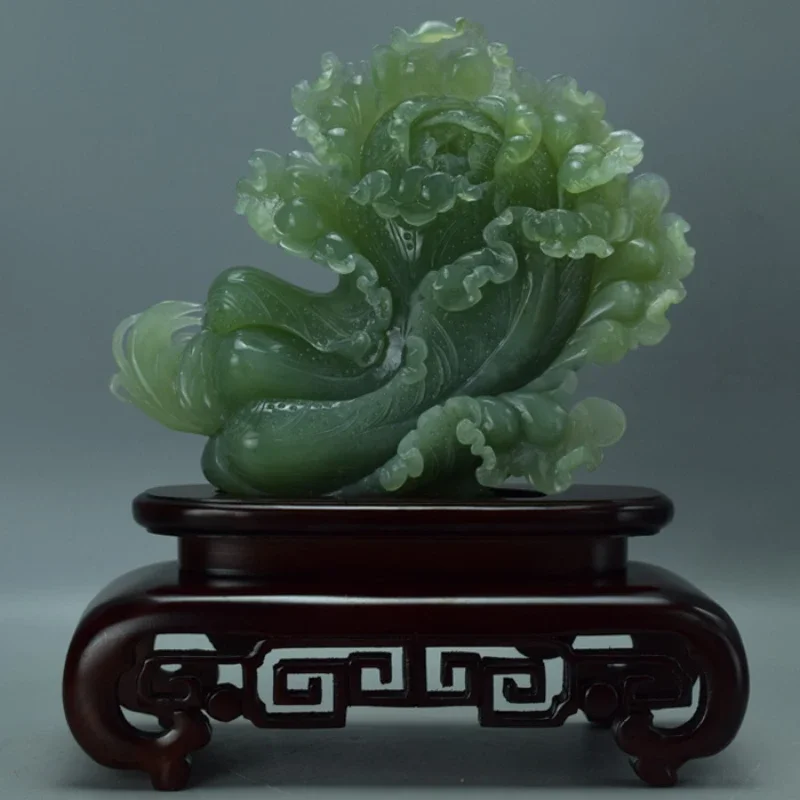 

Cabbage Decoration Boutique Bai Cai Julai Jade Ware Xiuyan Liaoning Rough Stone Integrated Hand Carved Living Room Decoration