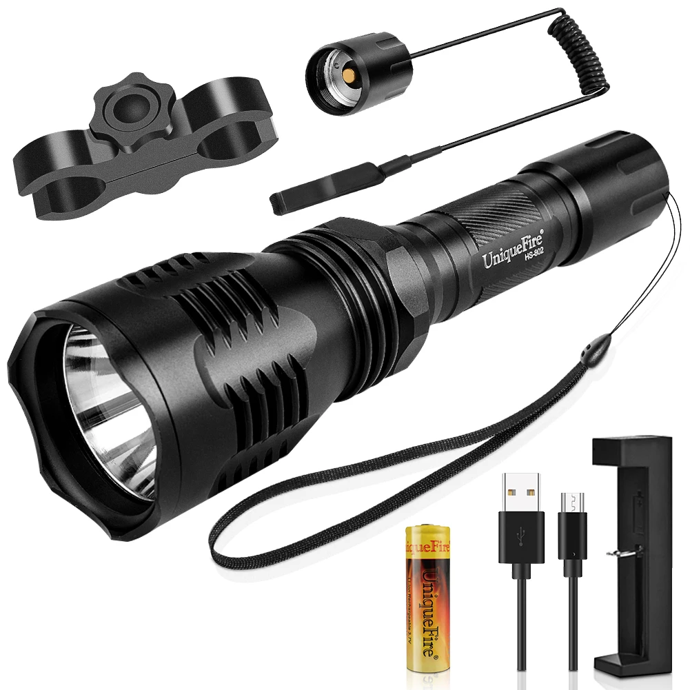 

UniqueFire HS-802 Red/Green/White Light XRE LED Flashlight 3Modes Torch Full Set Lanterna Waterproof For Hunting Night Fishing