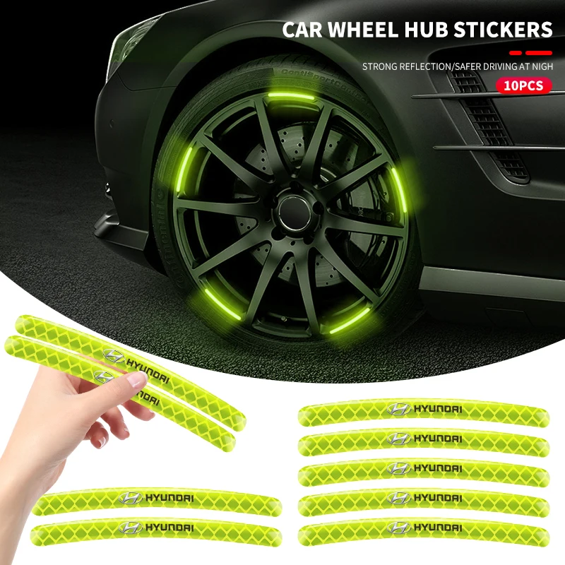 

Luminous Car Wheel Hub Stickers High Reflective Stripe Tape For Hyundai Tucson IX35 I30 I20 Kona Coupe Veloster I40 Getz