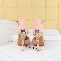 Official Shop High Quality Women Sandals Summer Pointy Metal Banquet Party Bridal Wedding Shoes Fashion Sexy Ladies Pumps 2022