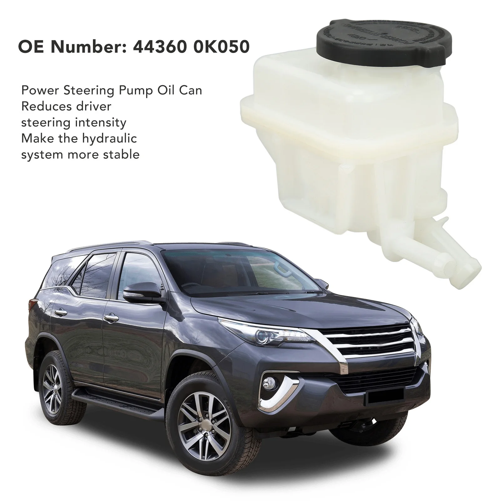 44360 0K050 Power Steering Pump Oil Can 44360 0K050 White Replacement for FORTUNER  INNOVA Power Steering Pump Oil