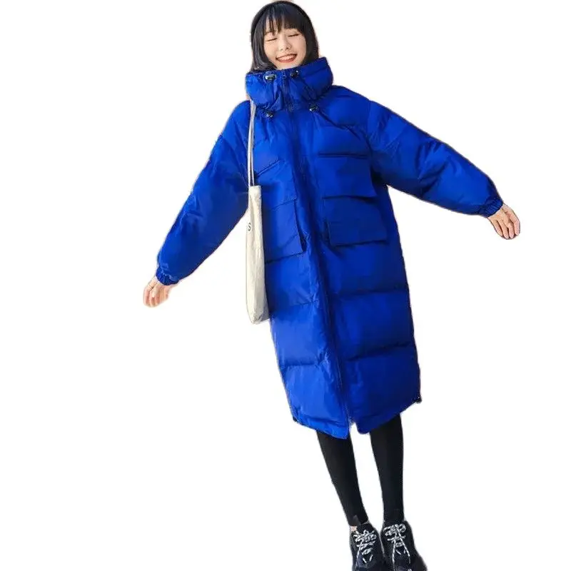 

New Cotton-padded Women's Mid-length Korean Version Loose Down Padded Jacket Winter Student Over-the-knee Cotton-padded Coat