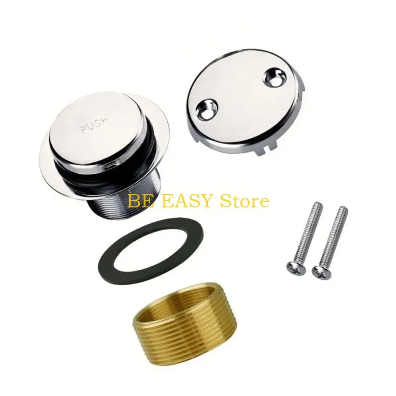 E28F Industrial Bathtub Drain Set with Tip Toe Functionality & Overflows Protections Metal Bath Drain Replacement for Bathroom