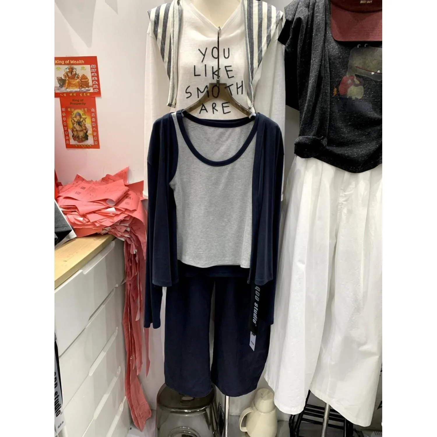 Korean Style Long Sleeve Open Cardigan Vest Set Women's Slim Fit Youth Cotton T-Shirt Autumn New Arrival Fashion Casual Wear