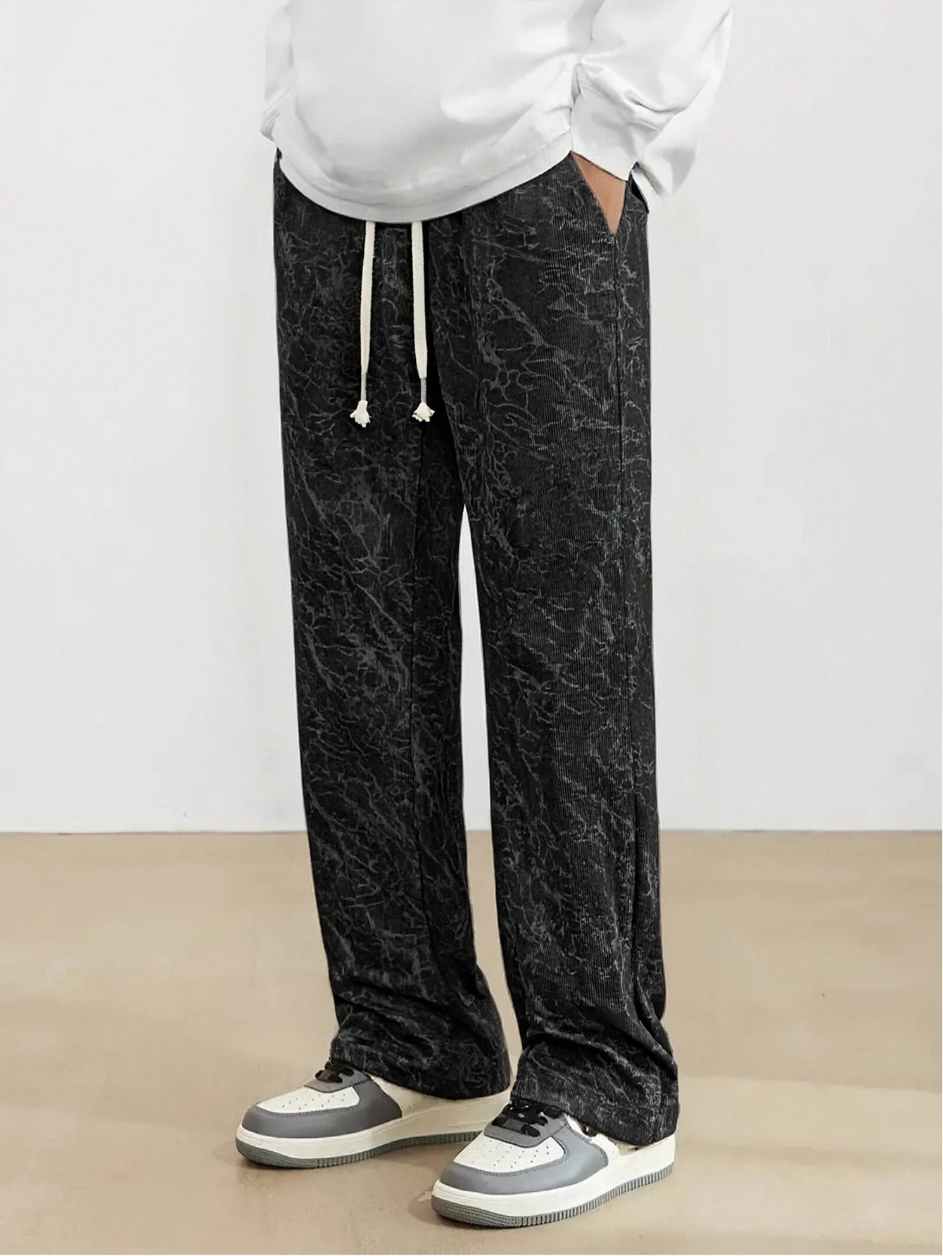 

Corduroy Pants For Men 2025 Autumn Male Casual Sports Drawstring Pants Sport Loose Straight Floor-Length Sweatpants