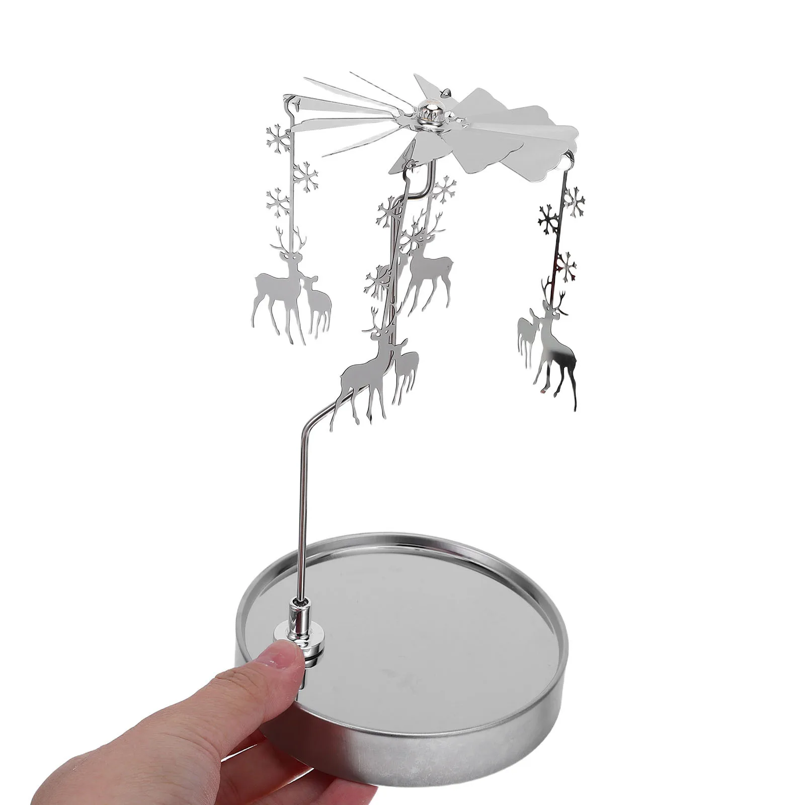 

Stainless Steel Tray Holder Rotary Tealight Spinner For Christmas Table Centerpiece Holiday Home Decor Windmill