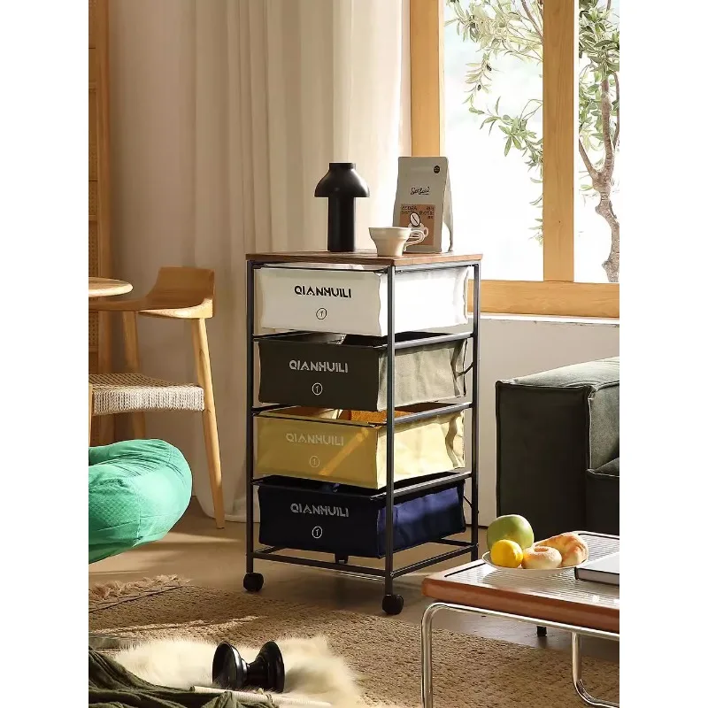 عربة تخزين من نوع درج الرياح الصناعية، طاولة بجانب السرير متحركة من القرون الوسطى تحت رف أرضية لخزانة الوجبات الخفيفة #4