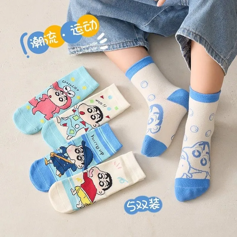 

Cute Cartoon Crayon Shin-chan Children's Socks Anime Merchandise Printed Creative Short Breathable Cotton Socks for Boys Gift