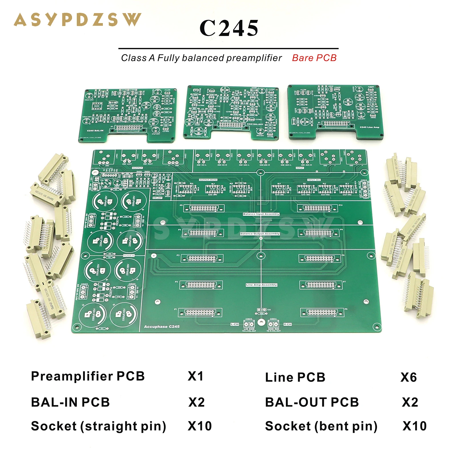 

HI-END C245 Class A Fully balanced preamplifier Reference Accuphase C-245 Circuit Bare PCB With Socket connector