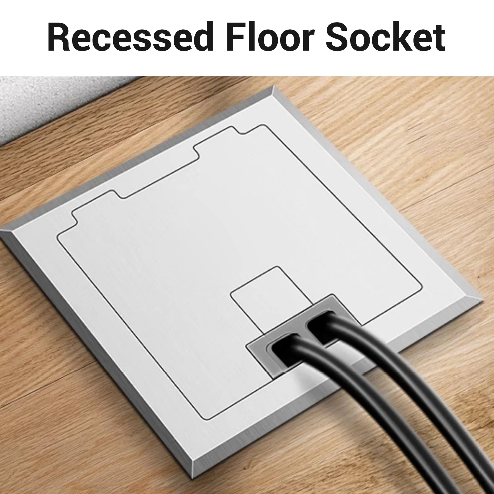 

Recessed Floor Socket 2 Network Ports 2 Receptacles Water Proof Safety Design Floor Socket Box PC Stainless Steel for Office