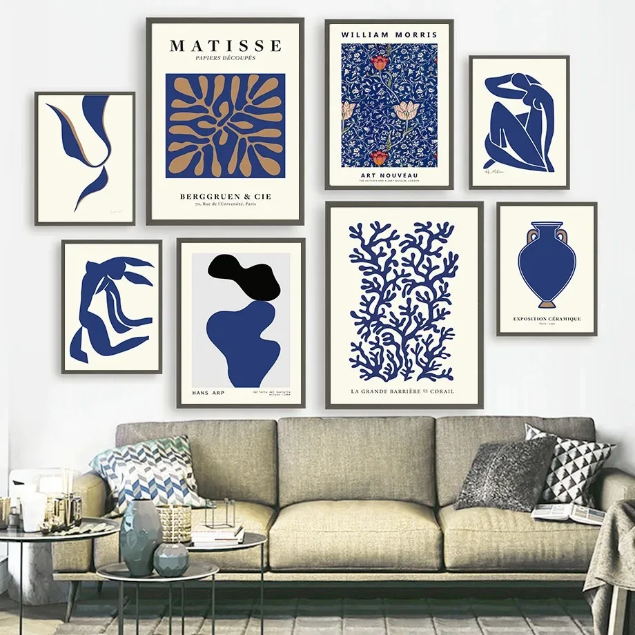 Klein Blue Minor Figure Frameless Decorative Painting Living Room Portfolio Abstract Minimalist Bedroom Bedside Hanging Painting