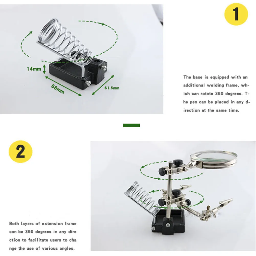 90mm 3X Magnifying Glass With Spring Clip Metal Soldering Aid For Circuit Board Repair And Detailed Crafting Inspection Tool