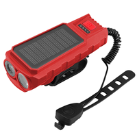 ABMO Bike Horn Headlight 400LM Solar/USB Dual Charging Bike Horn Light Waterproof Bike Horn Light for Night Cycling Red