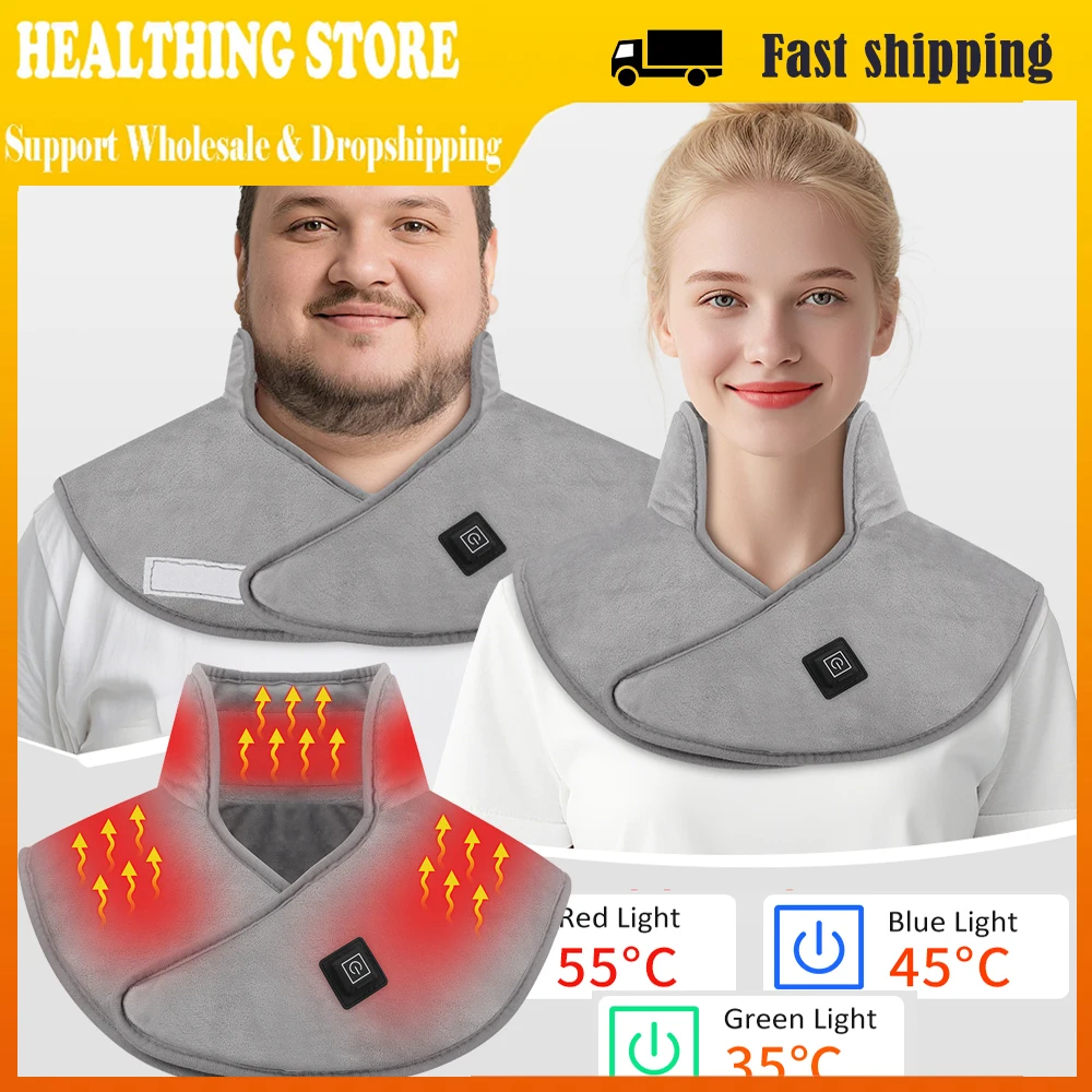 

Electric Heating Shoulder Neck Pad Cervical Wrap with Three Levels Temperature Warm Back Relaxation Tool for Office Home Use
