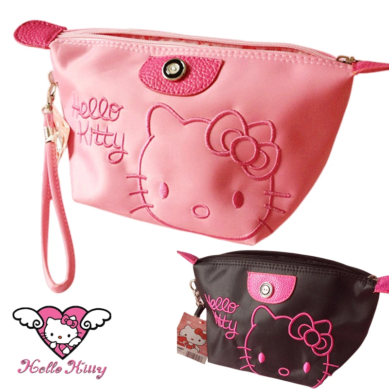 Hello Kitty Cute Cosmetic Bag Cartoon Hellokt Cat Organizer Bag Anime Kawaii Girls Large-Capacity Travel Waterproof Storage Bags