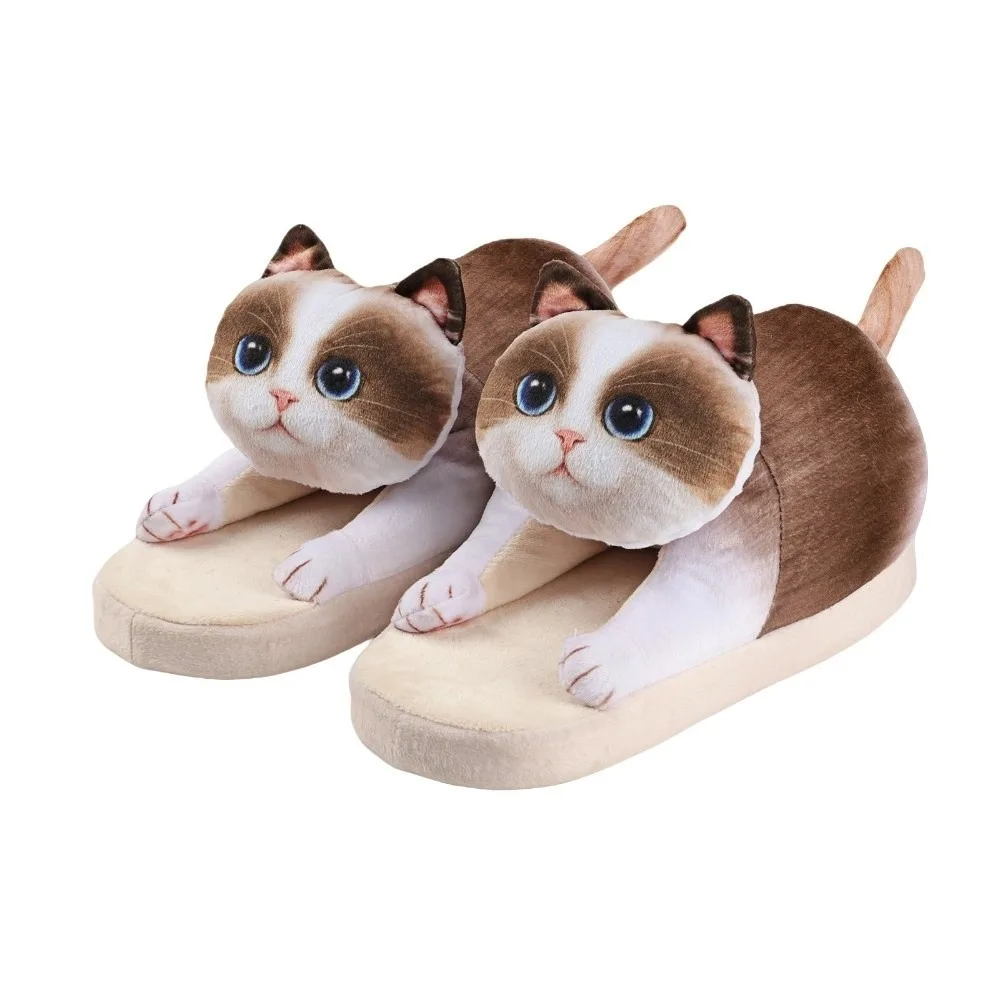 

Корова-кошка, обнимающие тапочки из ЭВА с котом, креативные плюшевые тапочки на толстой подошве, уютные зимние пушистые шлепанцы с животными для спальни