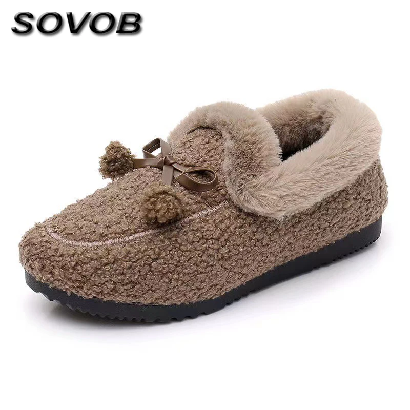 

Winter Warmed Plush Women's Loafer Shoes Soft Lightweight Padded Shoes Women Flat Shoes Comfortable Home Casual Shoes For Women