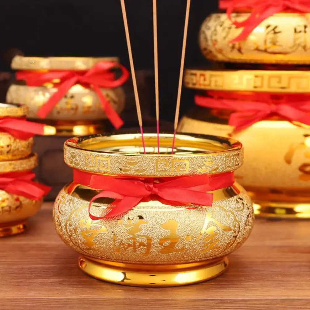 

1Pcs Ceramic Buddhist Incense Burner Traditional Style Exquisite Offering Basin for Home Temple Decor Enshrine Buddha Worship