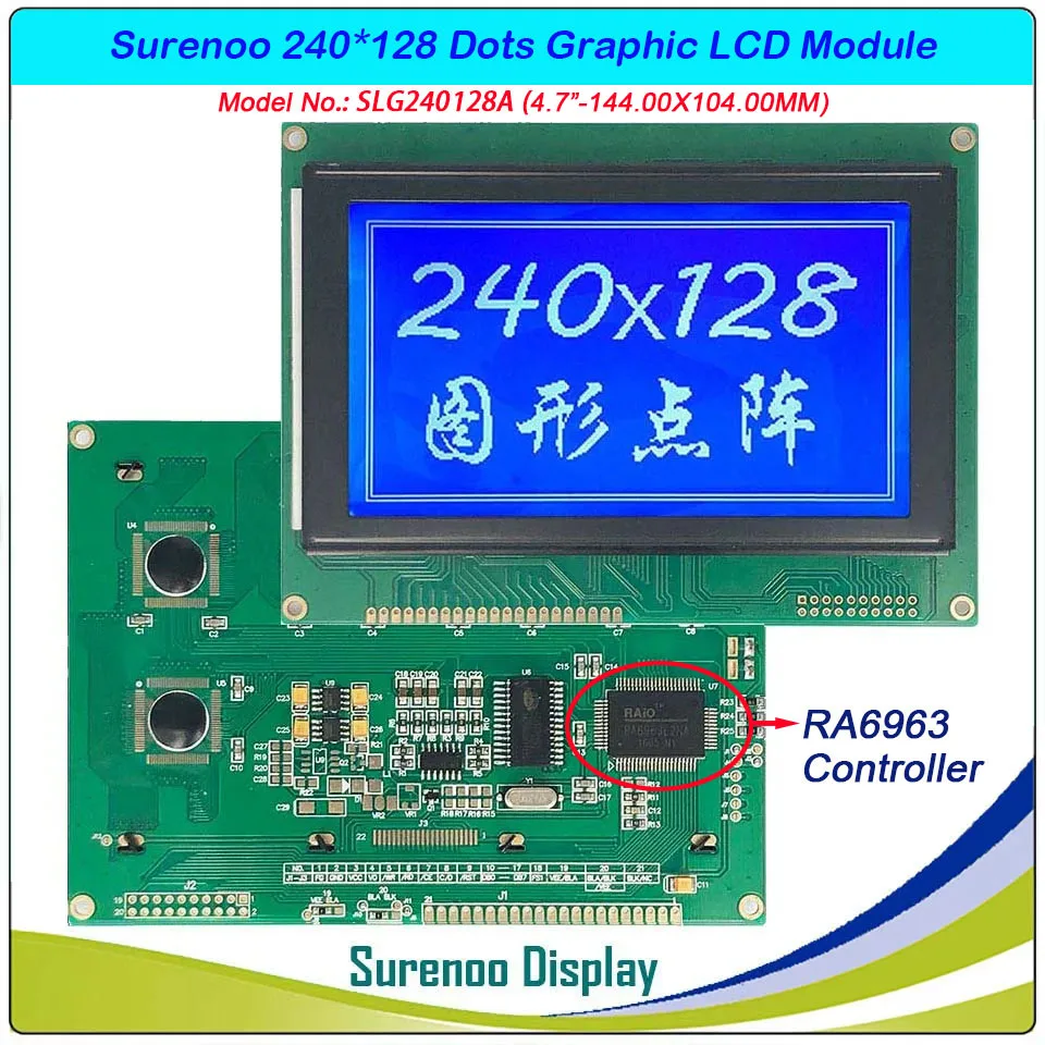 4.7" 240128 240*128 Graphic Matrix LCD Module Display Screen build-in RA6963/UCi6963 Controller Yellow Blue with Backlight