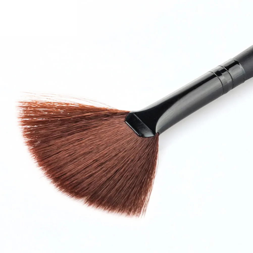 

Makeup Brush Black Handle Brown Bristles Face Powder Blush Highlighter Beauty Accessory Soft Non Shed Durable