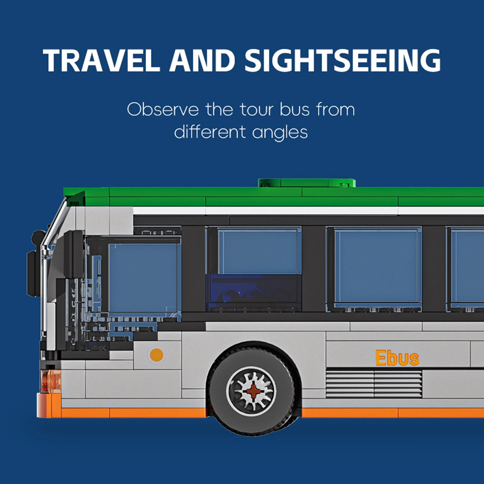 712PCS City Extended Bus Model Bouwstenen DIY Transport Kit met bewegende wielen voor kinderen Verzamelaars Woondecoratie