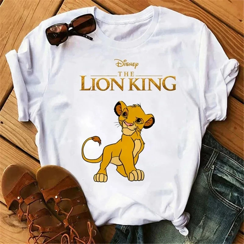 Disney Cartoon Hakuna Matata Simba Lion King Cotton T-Shirt donna Kawaii Tees Funny Harajuku maglietta Unisex Top vestiti femminili