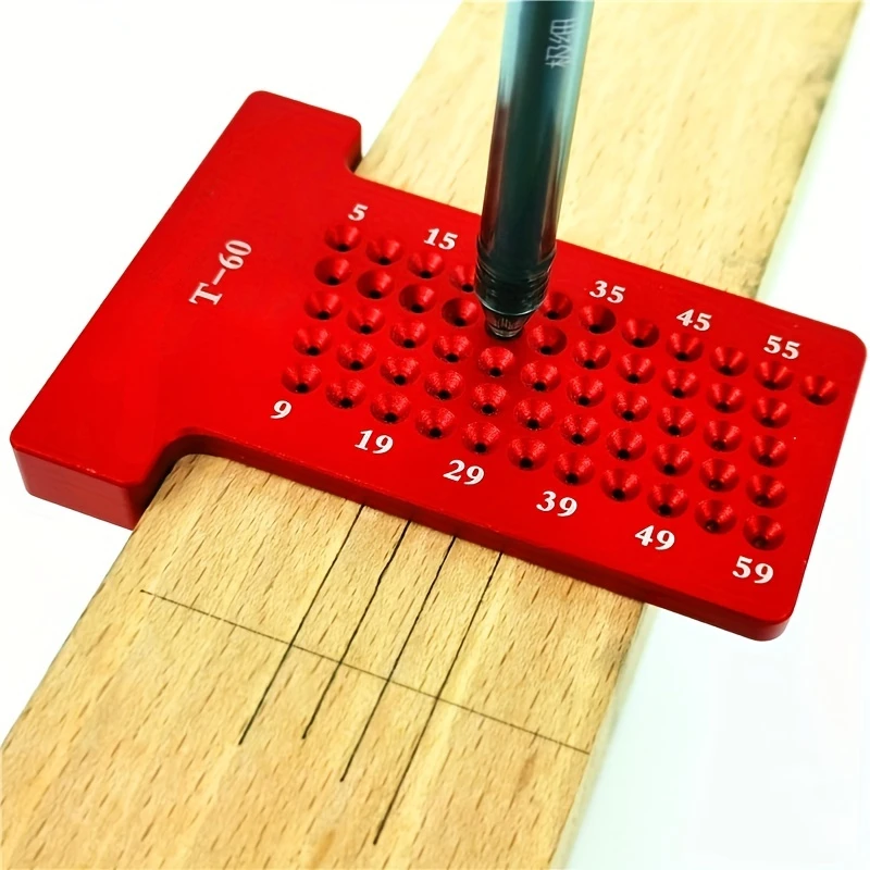 Woodworking Scribe 60mm T-Square Hole Scribing Pocket Ruler Aluminum Line Drawing Marking Gauge Carpenter Right Angle Protractor