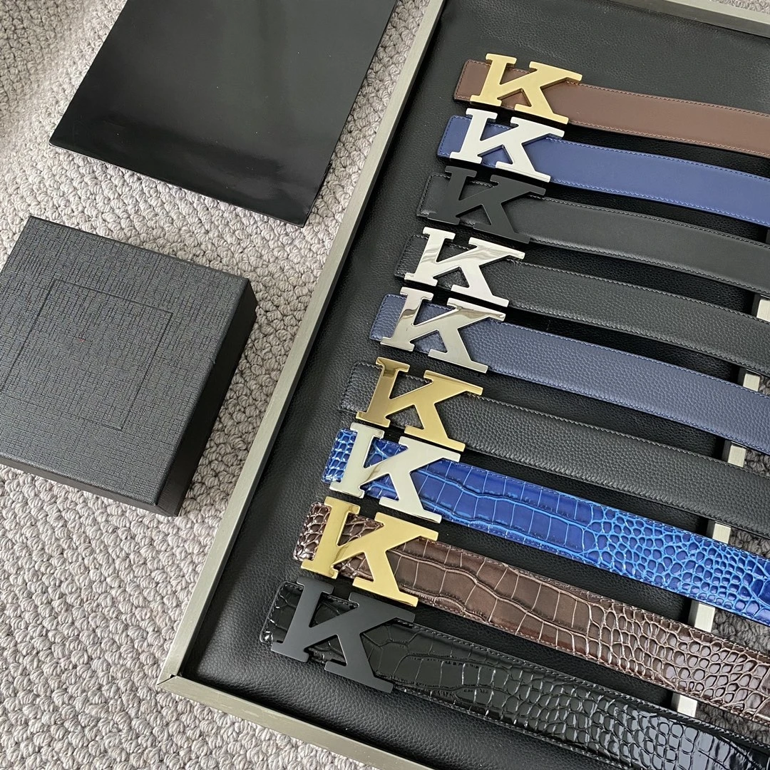 

Fashion Luxur straps NEW Men Genuine Leather High Quality K Letter Designer Belt Denim Formal Black 3.5cm Ki ton02