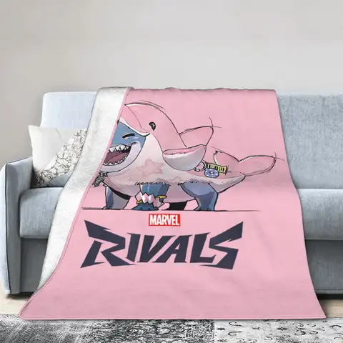 Marvel-Rivals Jeff The Land Shark Knitted Blanket Cute Disguise Fuzzy Throw Blankets Bed Portable Soft Warm Multifunction Quilt