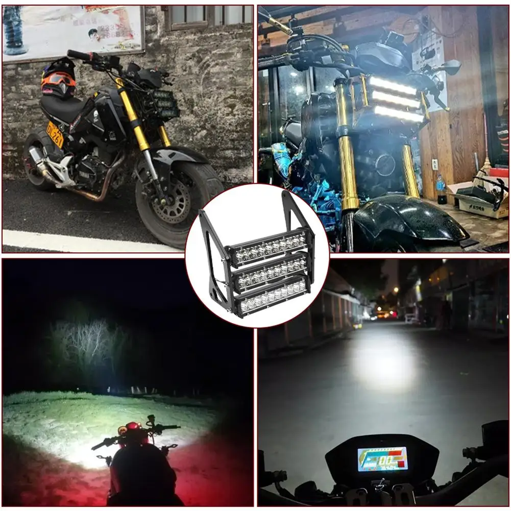 12V Motorcycle LED Headlight Front Fork Light IP67 Waterproof 3 Rows Super Bright Headlamp Compatible For Grom MSX125 2013-2016