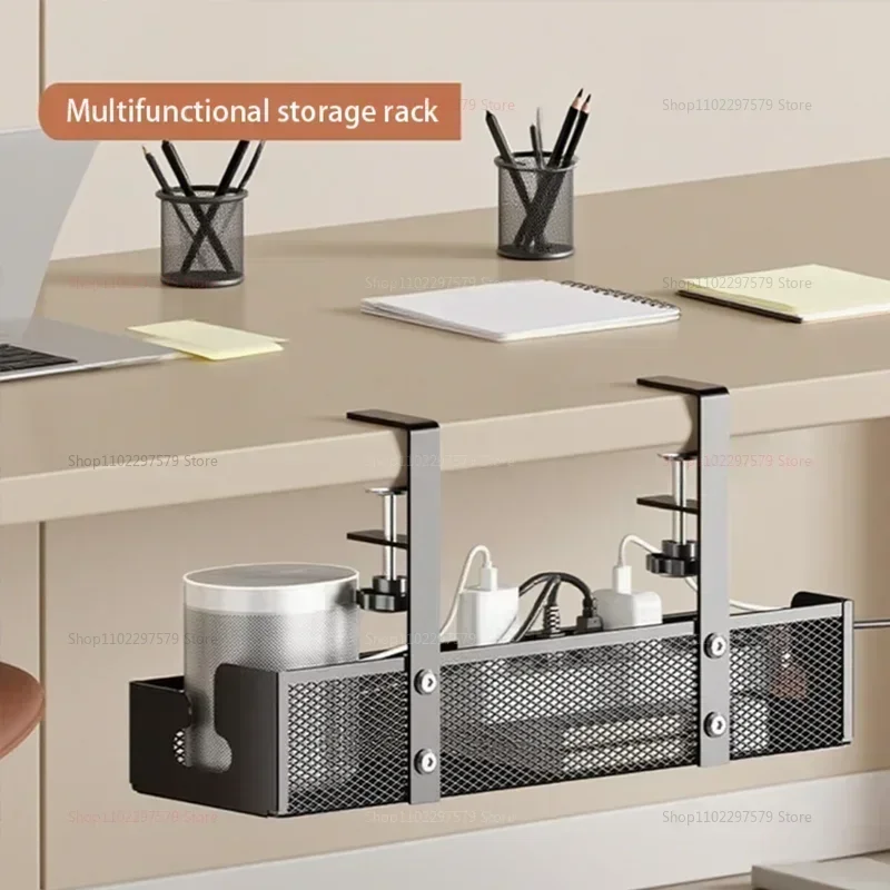 No Drilling Under Desk Wire Management Tray Retractable Cable Organizers in Home Office PC Router Data Wire Metal Storage Rack