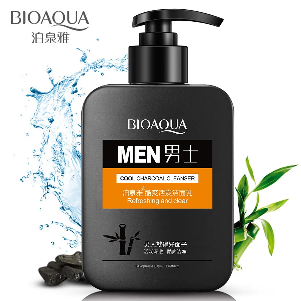 1 bottle Poquan Ya Men's Cool Charcoal Cleanser Shrinking Pore Cleanser Gentle Cleaning and Fading Blackhead Skin Care Products