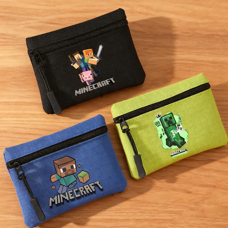 Monedero con Estampado de Videojuegos, Mini Cartera con Cremallera de Minecraft, Bolsa para Guardar Dinero y Tarjetas para Hombre, Monedero Masculino, Regalo de Cumpleaños