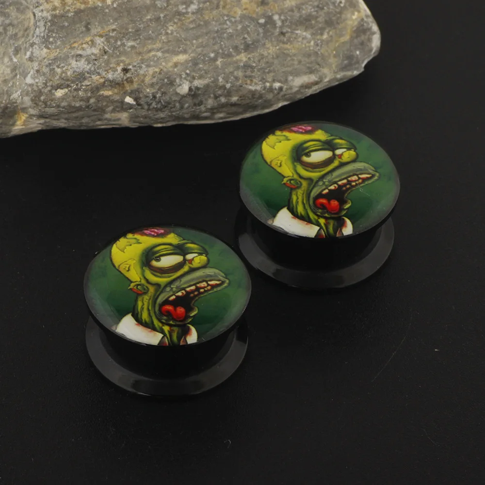 1pc Green Zombie Ear Plugs for Women Punk Black Gold Color Stainless Steel 6-16mm Ear Expanders Piercing Earrings Body Jewelry