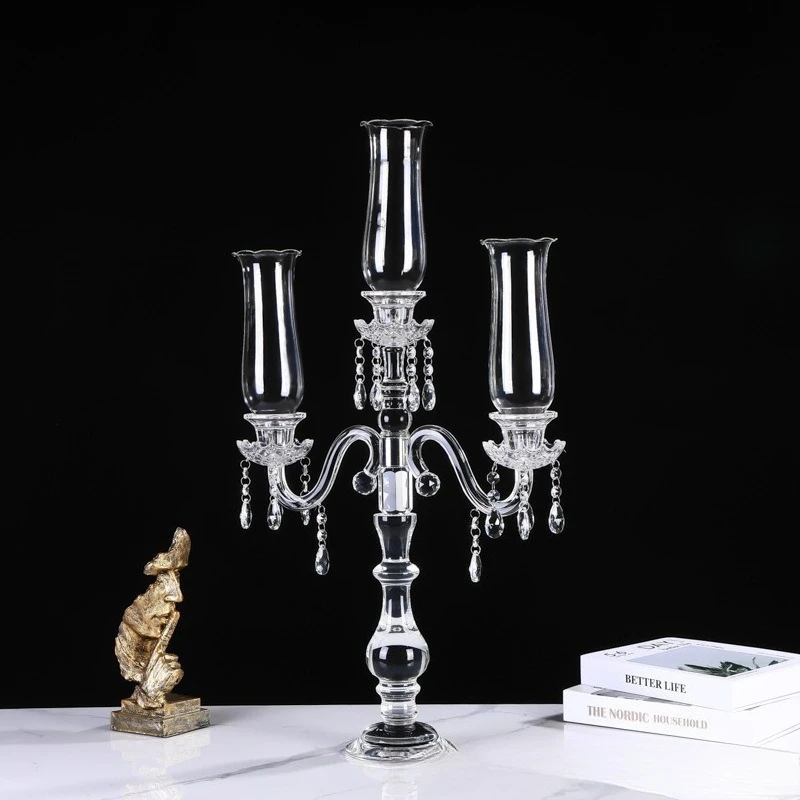 Glass Crystal Candle Holder Wedding Candle Holder Ornaments Candlelight Dinner Decorations Candlestick Candle Storage Container