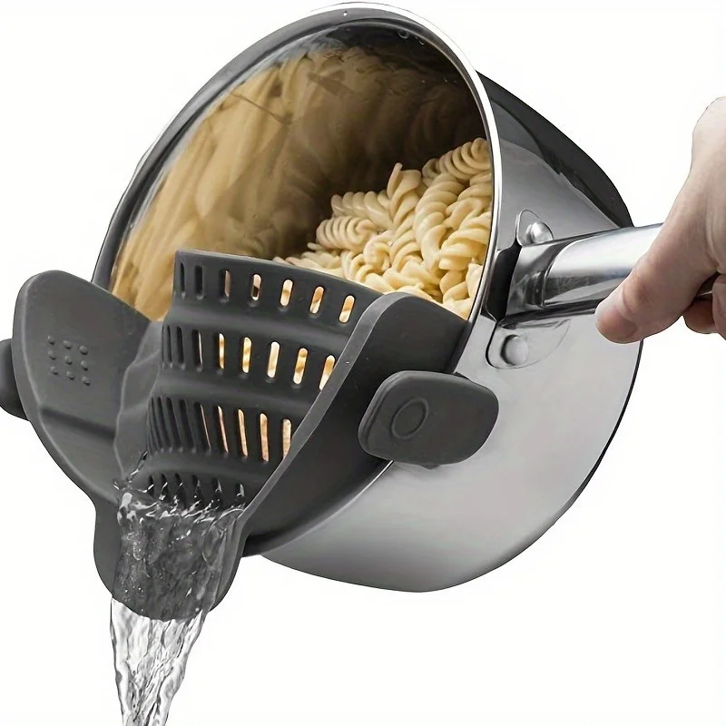 

1 pot filter and pasta filter - adjustable silicone clip filter for pots, pans, and bowls - kitchen filter
